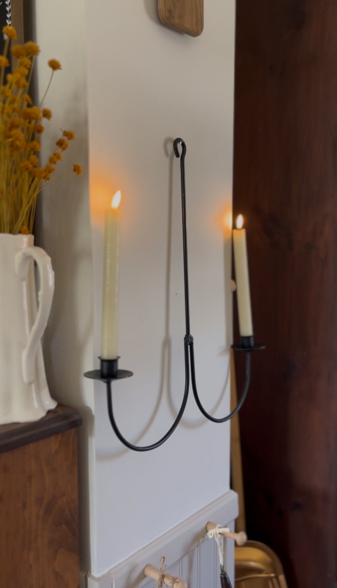 Wrought Iron Double Sconce or Hanging Chandelier