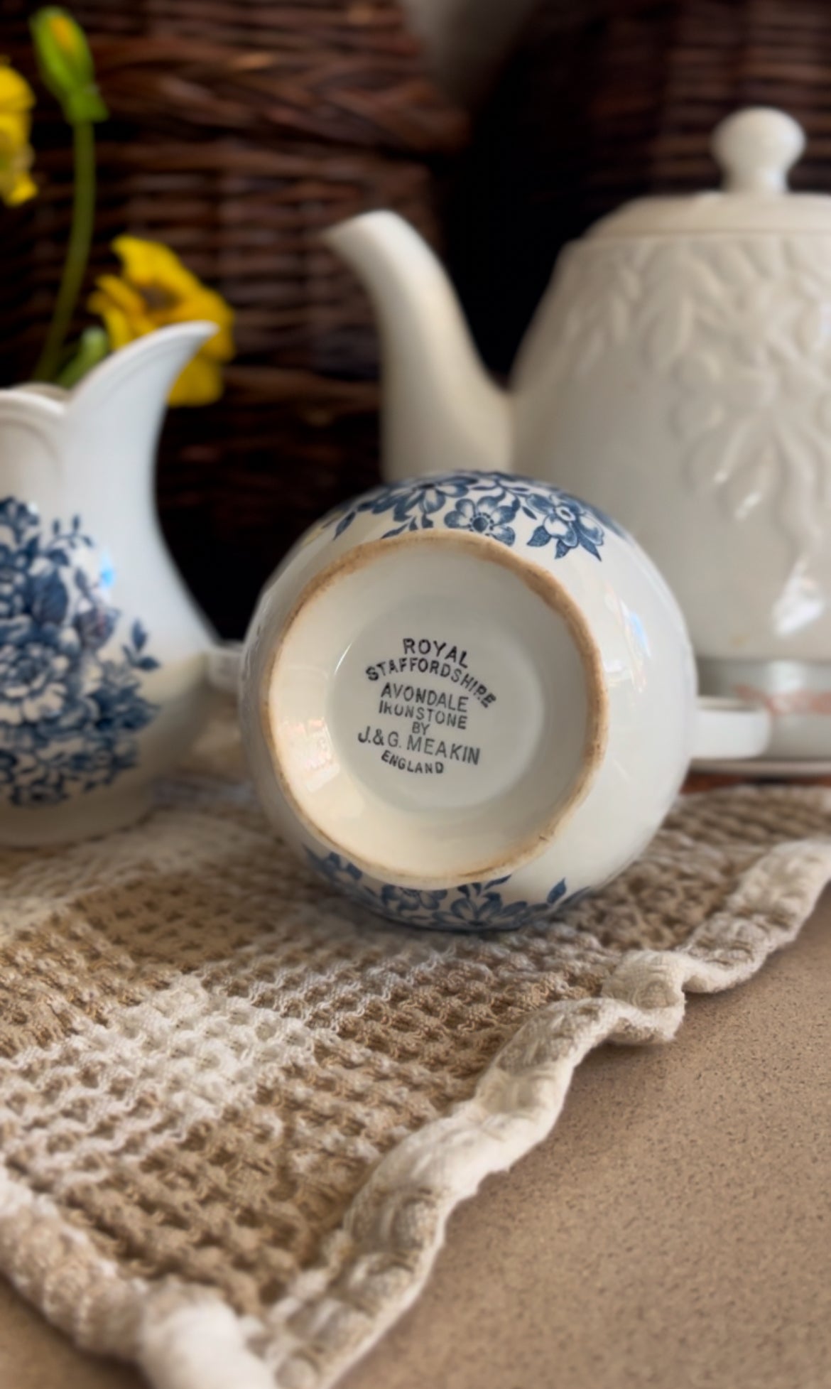 Royal Staffordshire Avondale Ironstone Sugar Bowl and Creamer Set made in England