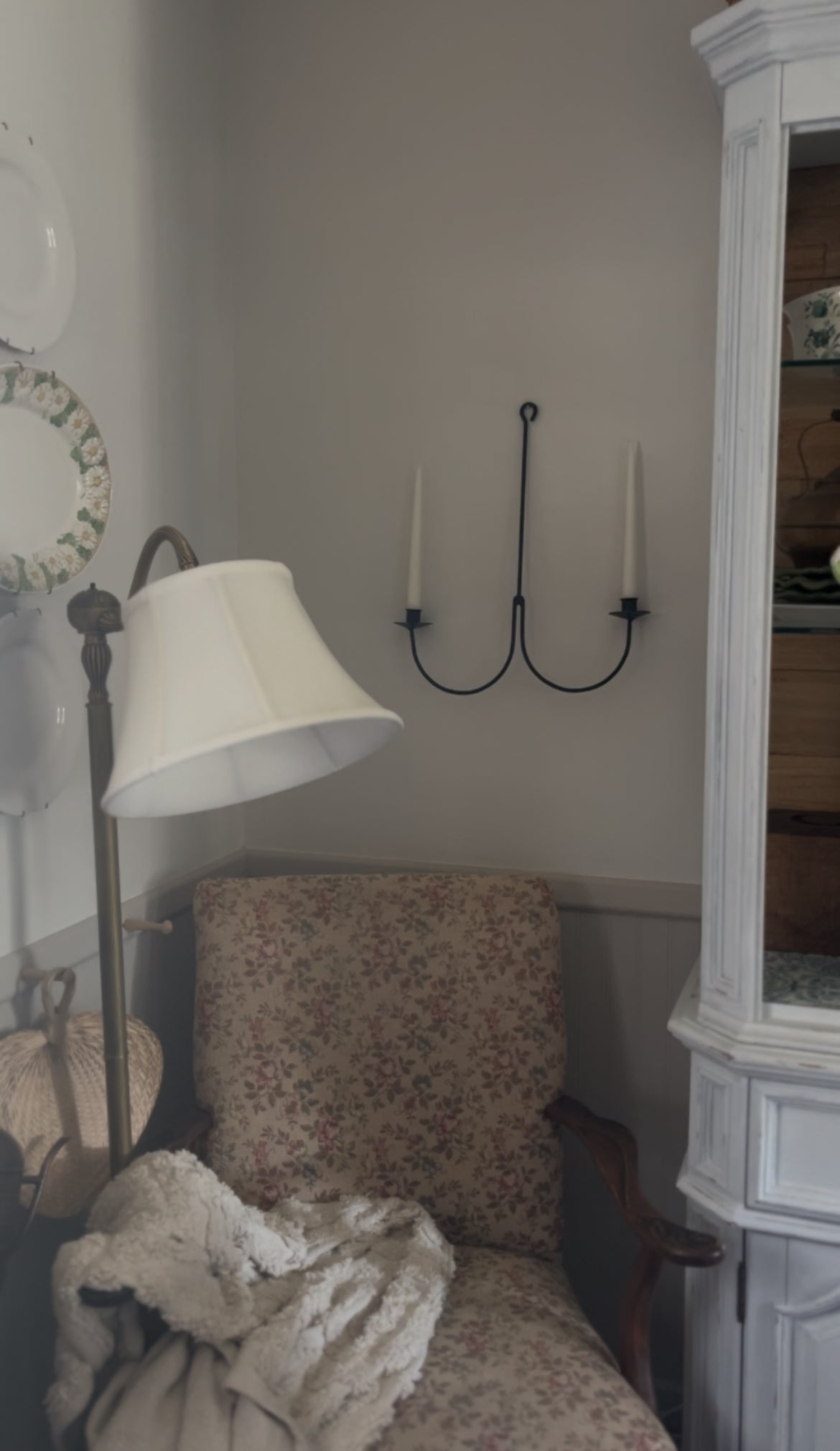 Wrought Iron Double Sconce or Hanging Chandelier