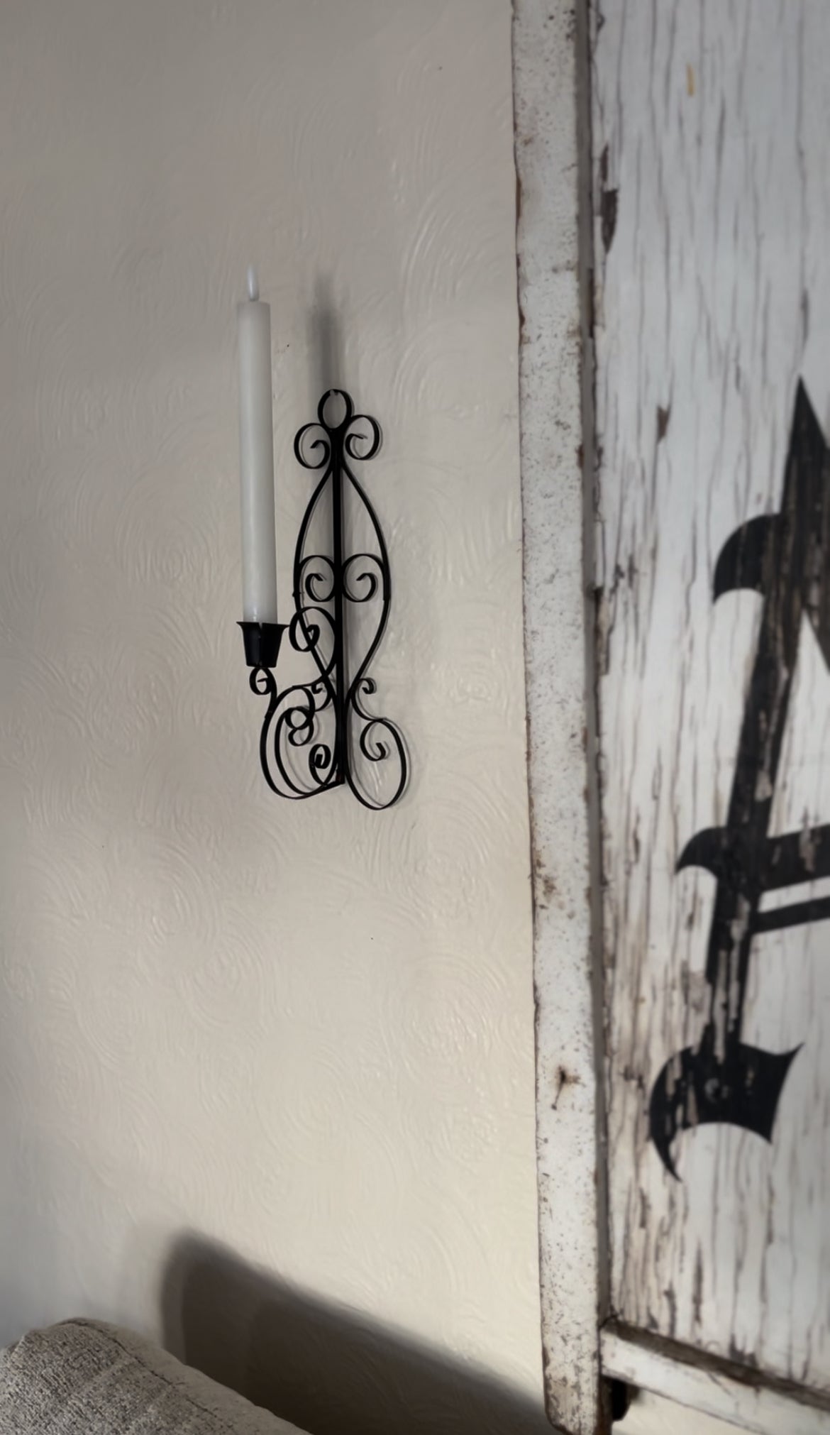 Set of Two Black Metal Sconces (*candle not included)