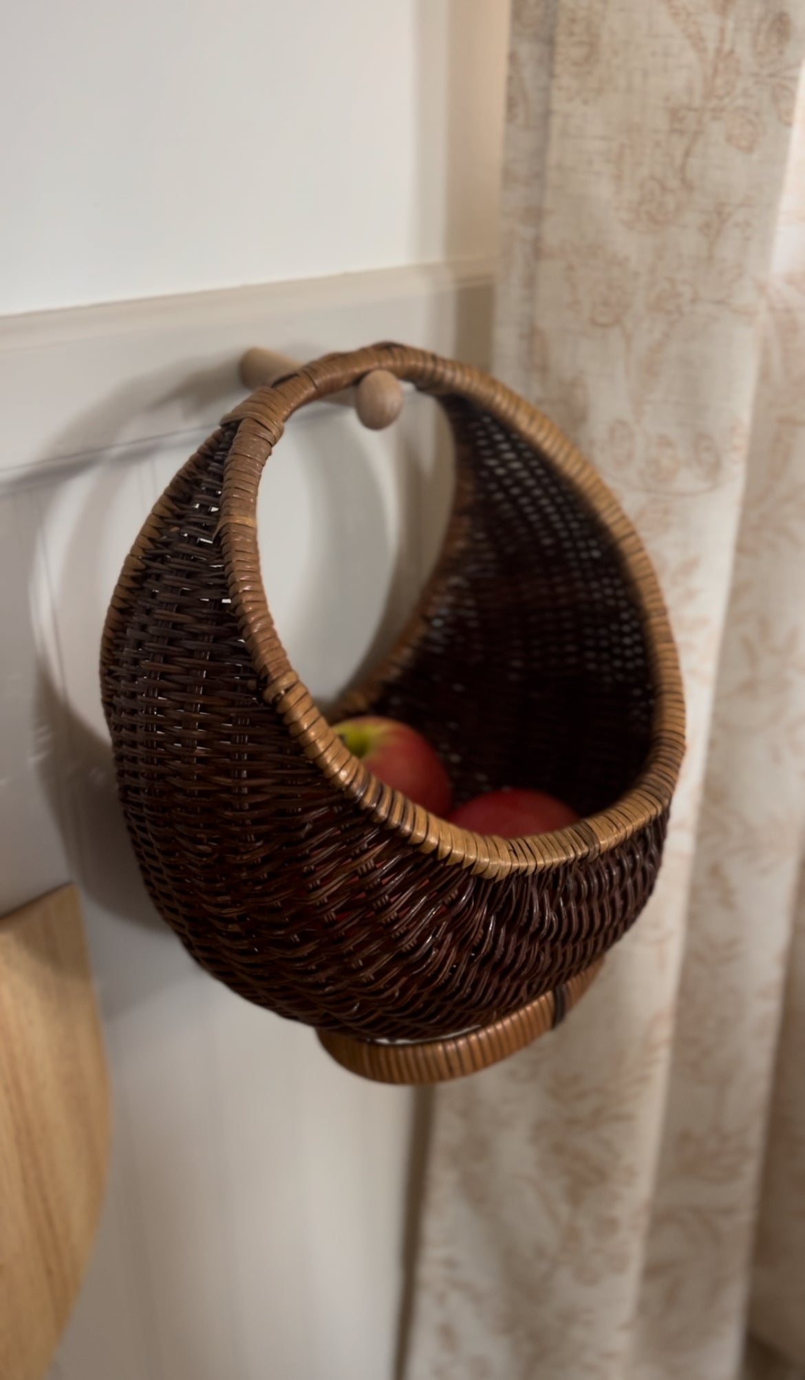 Rounded Crescent Shaped Vintage Two-Toned Storage Basket