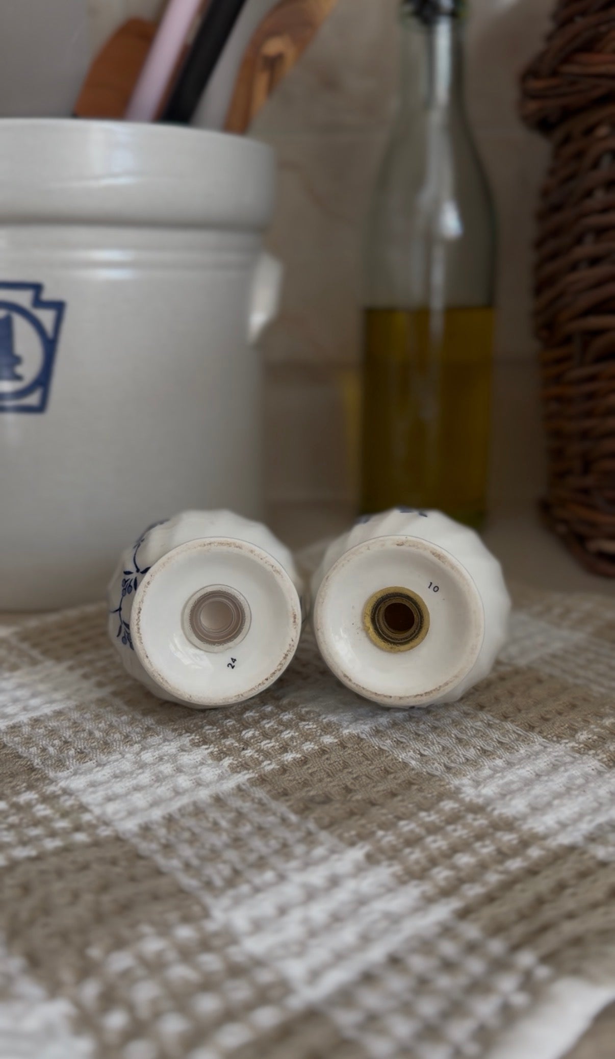 Blue and White Staffordshire Finlandia Pattern Salt and Pepper Shakers