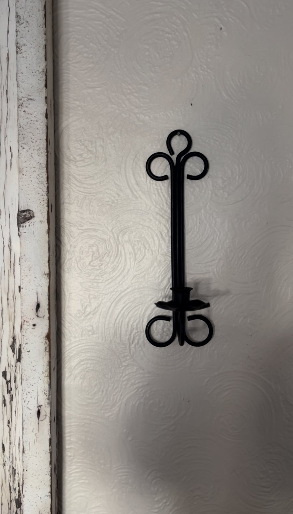 Set of Two Black Wrought Iron Sconces (*candle not included)