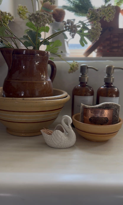 Mini White Ceramic Swan Planter