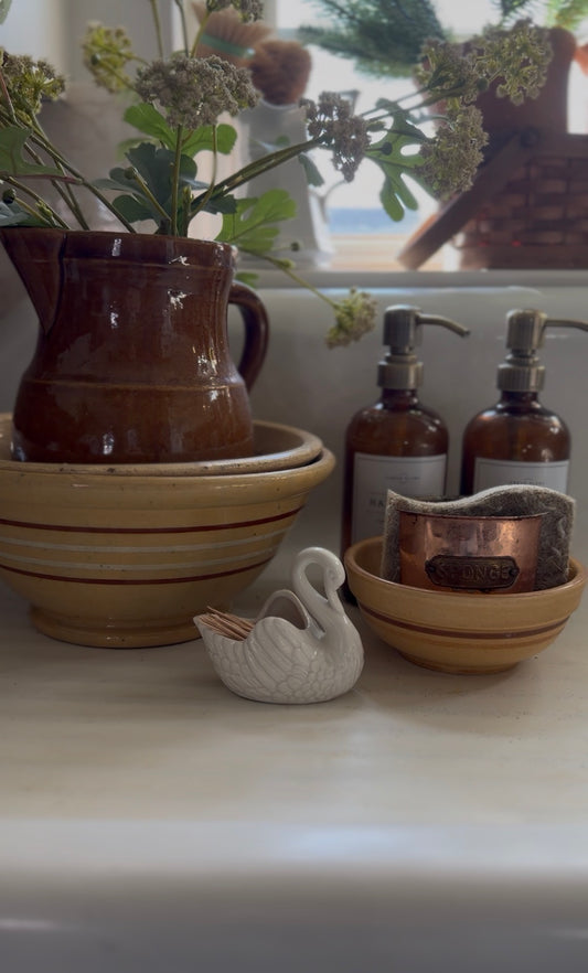 Mini White Ceramic Swan Planter