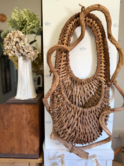 Handwoven Willow and Branch Hanging Basket