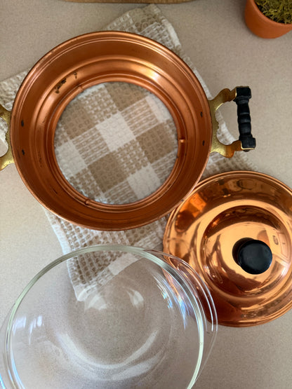 Pyrex Serving Dish with Copper Carrier and Lid