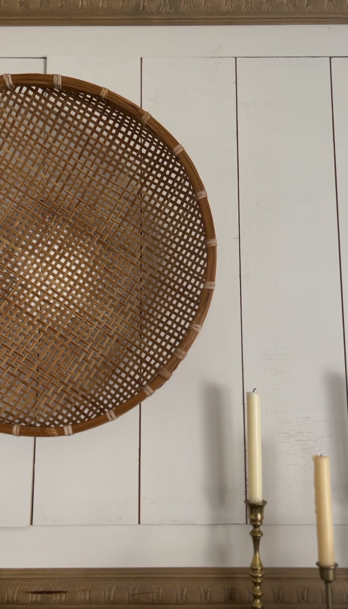 Large Vintage Woven Winnowing Basket (2 available, 1 slightly larger)