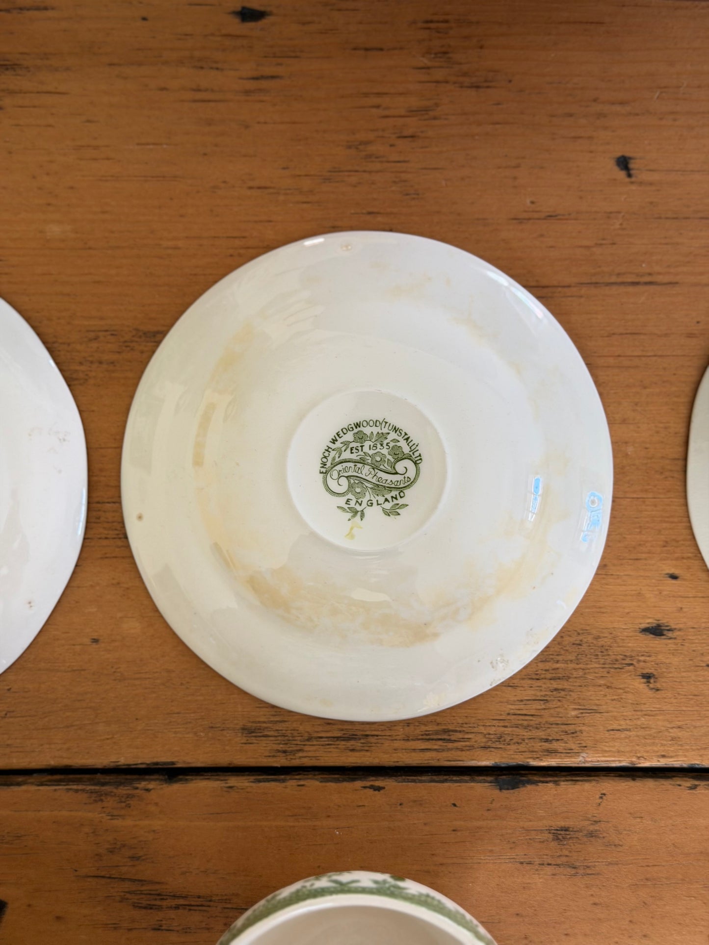 Set of 4 Enoch Wedgwood Green Floral Teacups and Saucers
