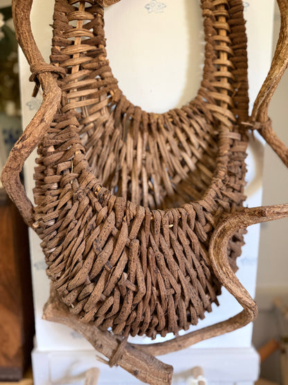 Handwoven Willow and Branch Hanging Basket