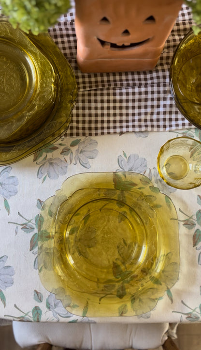 Set of Vintage Madrid Amber Depression Glass Dinnerware by Federal Glass Company (26 piece set)