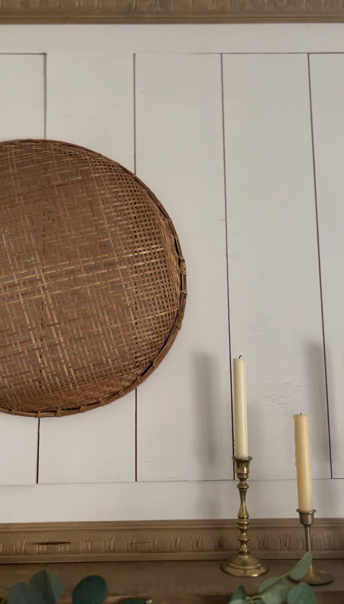 Large Vintage Woven Winnowing Basket (2 available, 1 slightly larger)