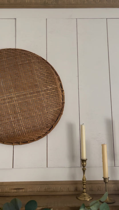 Large Vintage Woven Winnowing Basket (2 available, 1 slightly larger)