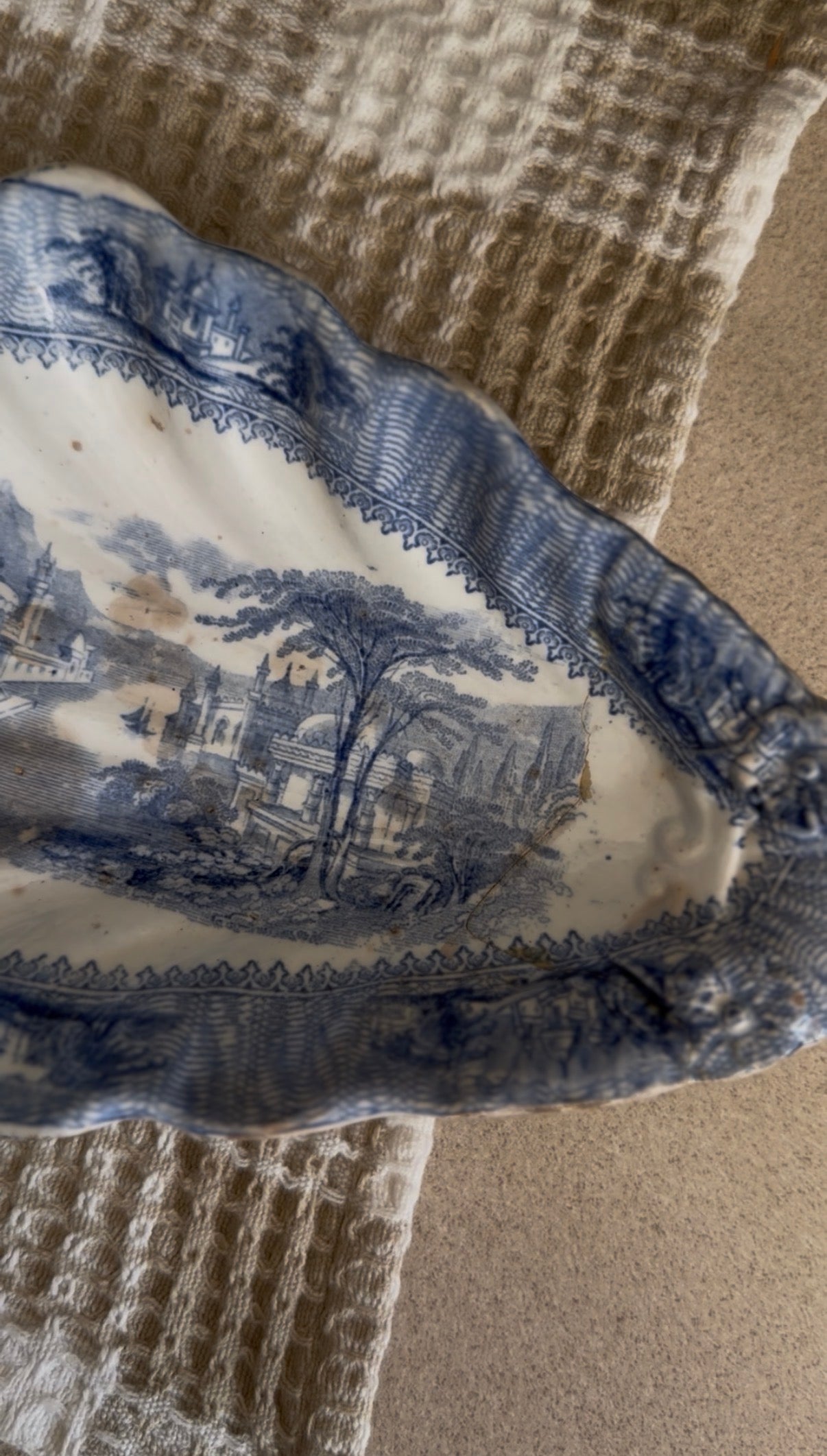 Antique Blue and White Ironstone Dish in pattern "Siam" by J. Clementson