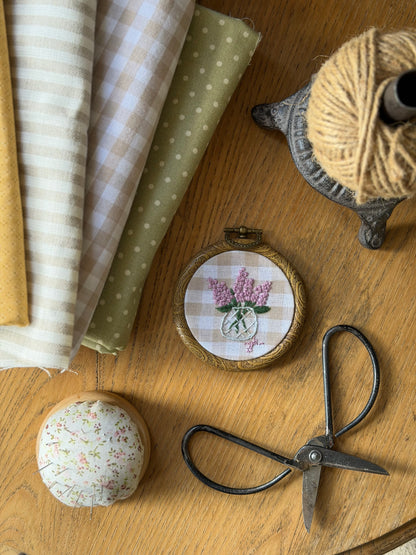 Mini Vase of Lilacs Embroidery Magnet