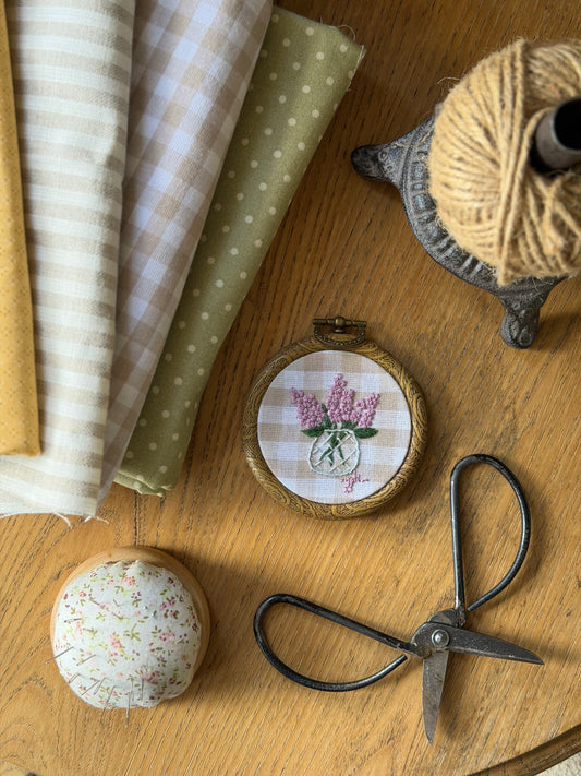 Mini Vase of Lilacs Embroidery Magnet