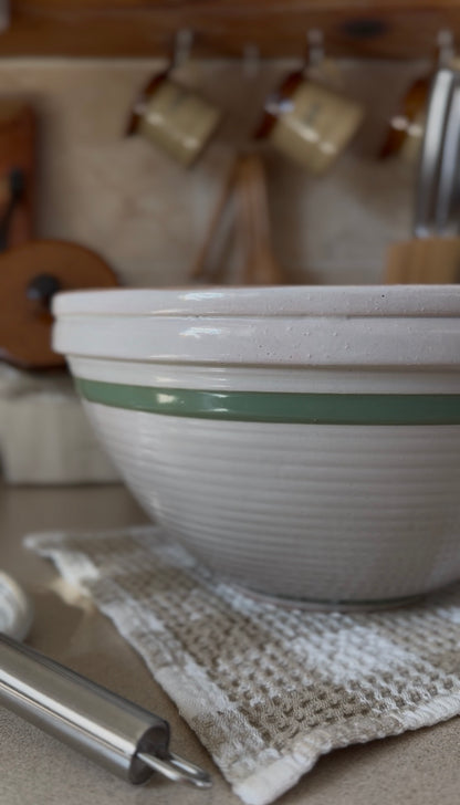 Green Striped Mixing Bowl