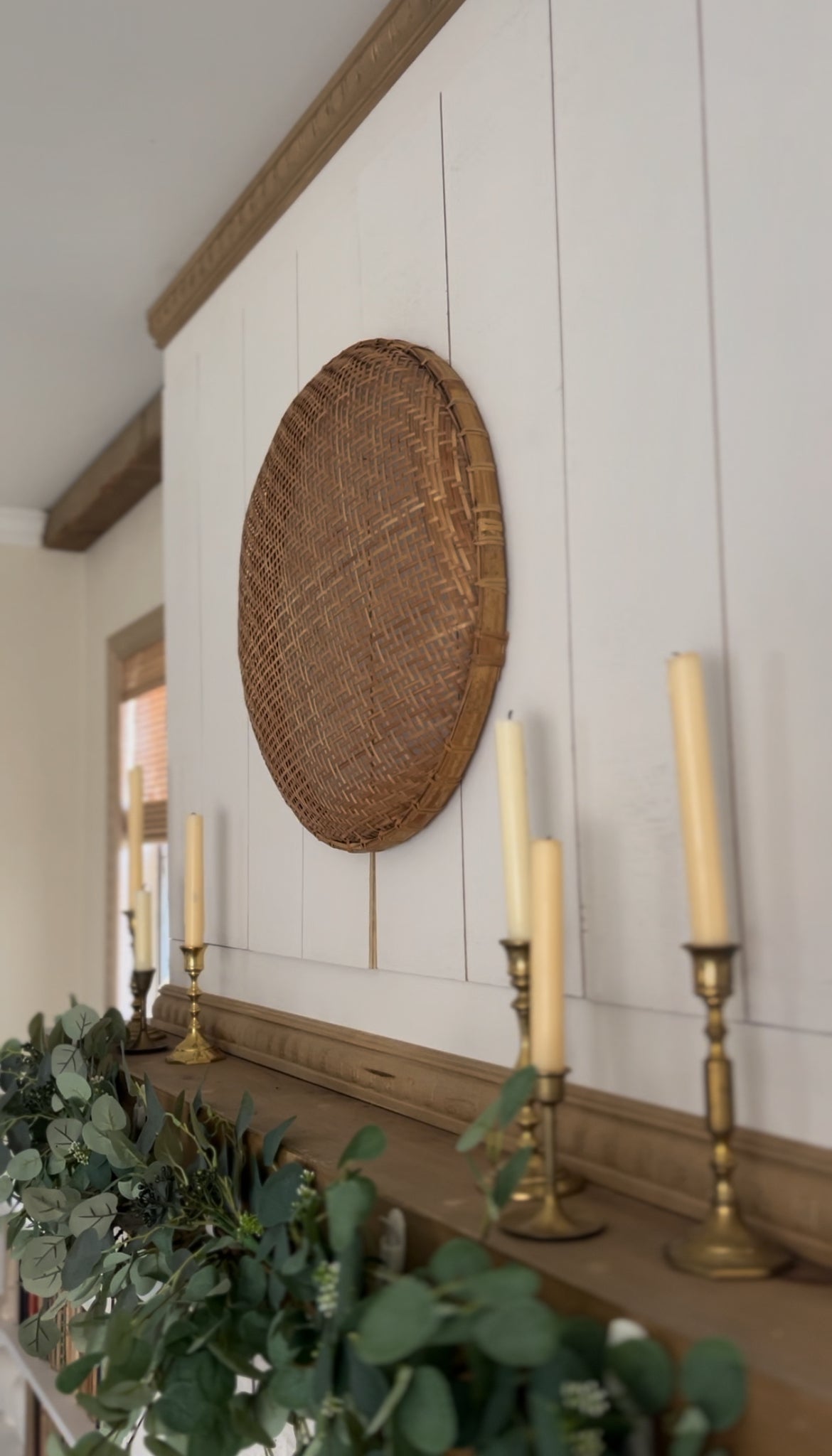 Large Vintage Woven Winnowing Basket (2 available, 1 slightly larger)