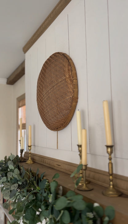 Large Vintage Woven Winnowing Basket (2 available, 1 slightly larger)
