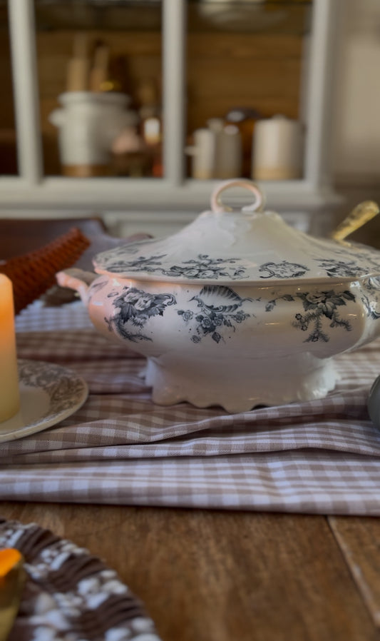 Vintage Blue Floral Transferware Tureen (no ladle) WM CO