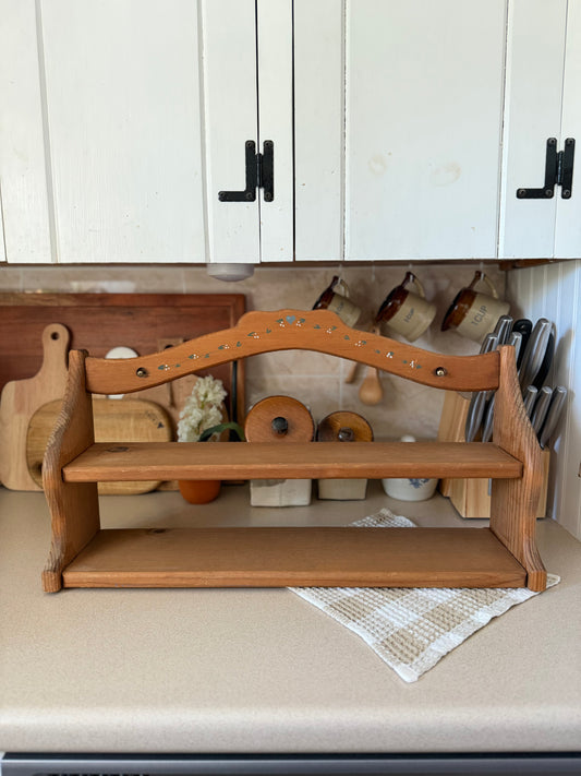 Wooden Shelf with Hand-painted Vine