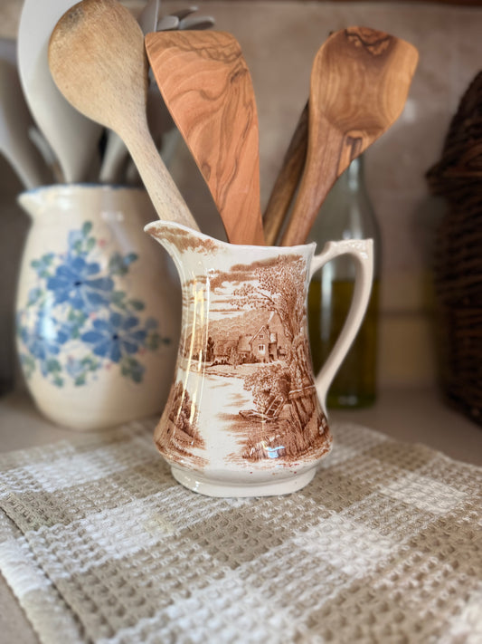 Brown Transferware Pitcher made in England