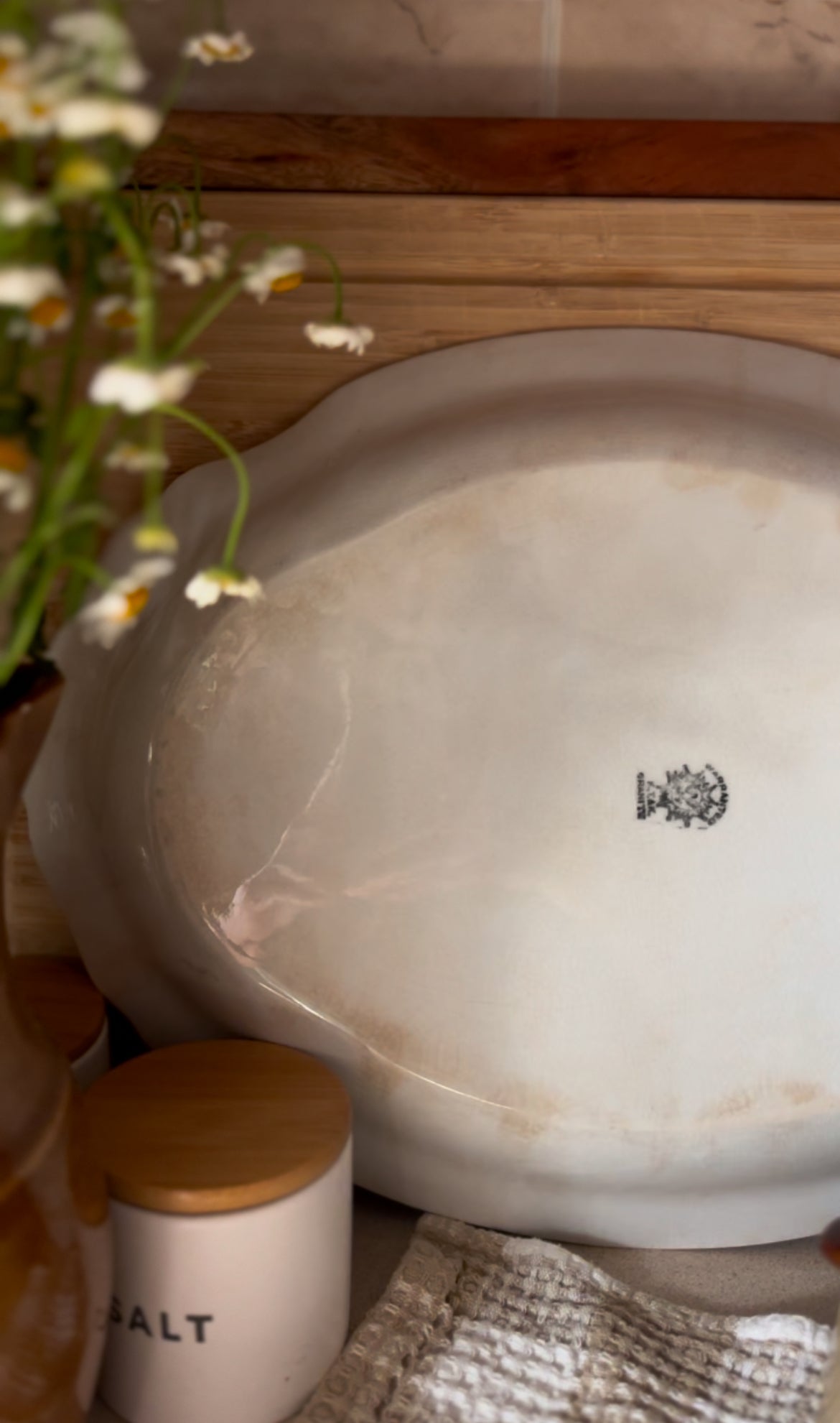Warranted K, T, & K Granite White Ironstone Oval Platter