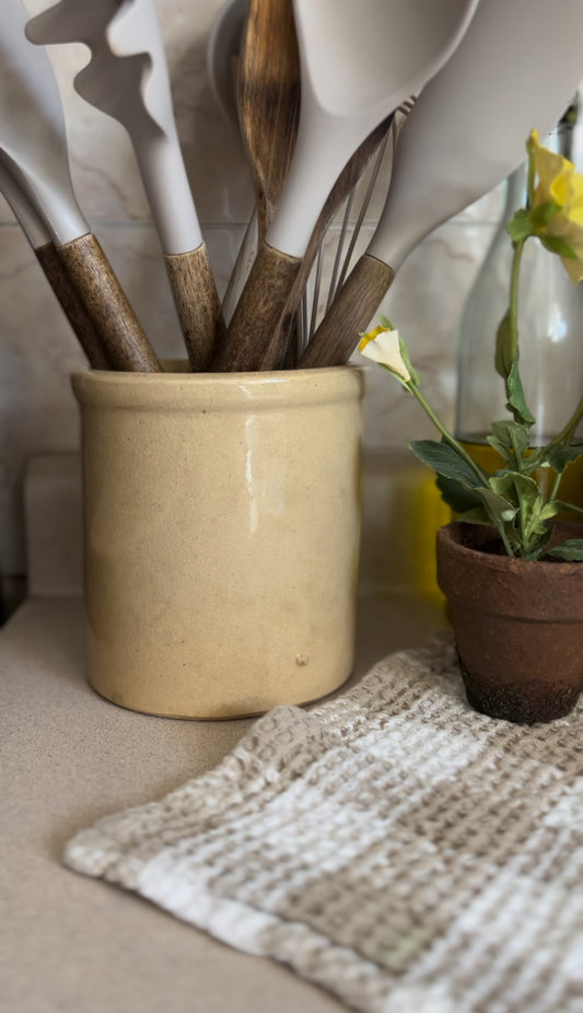 Small Vintage Roseville Crock (utensils not included)