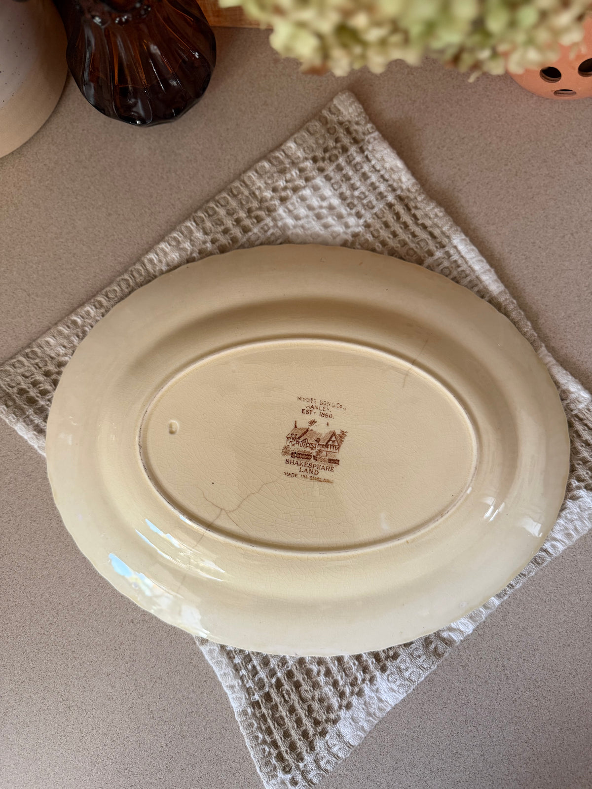 Brown Transferware "Shakespeare Land" Serving Platter made in England
