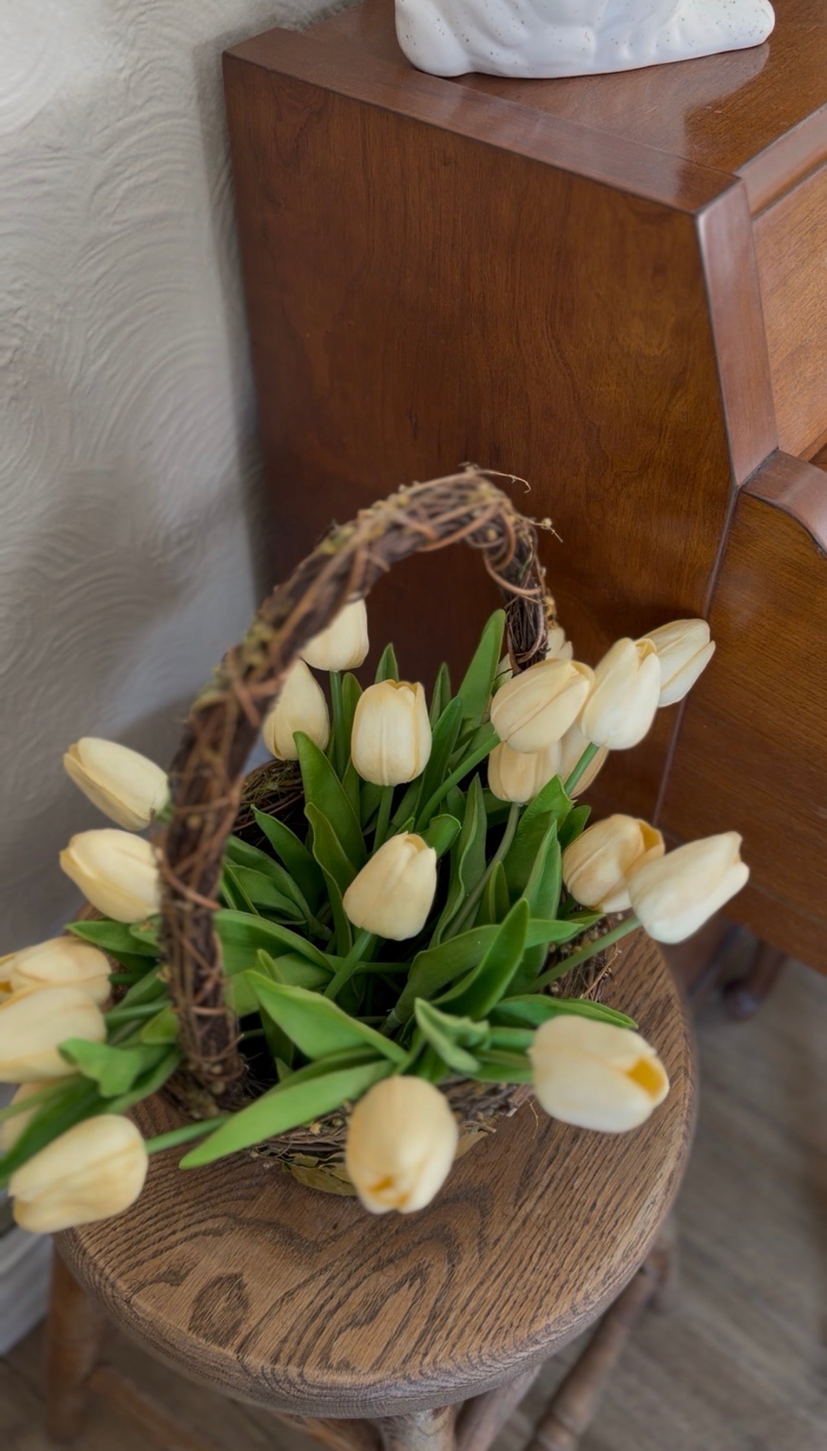 Leaf Basket with Tulips