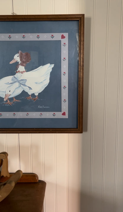 "Ducks" by Ava Freeman Print, Matted and Framed in a Wood Frame