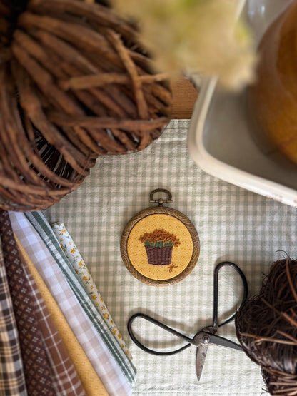 Mum on Yellow Fabric Mini Embroidery Magnet