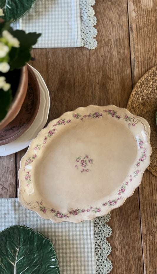 Antique Buffalo Pottery Pink Floral Platter