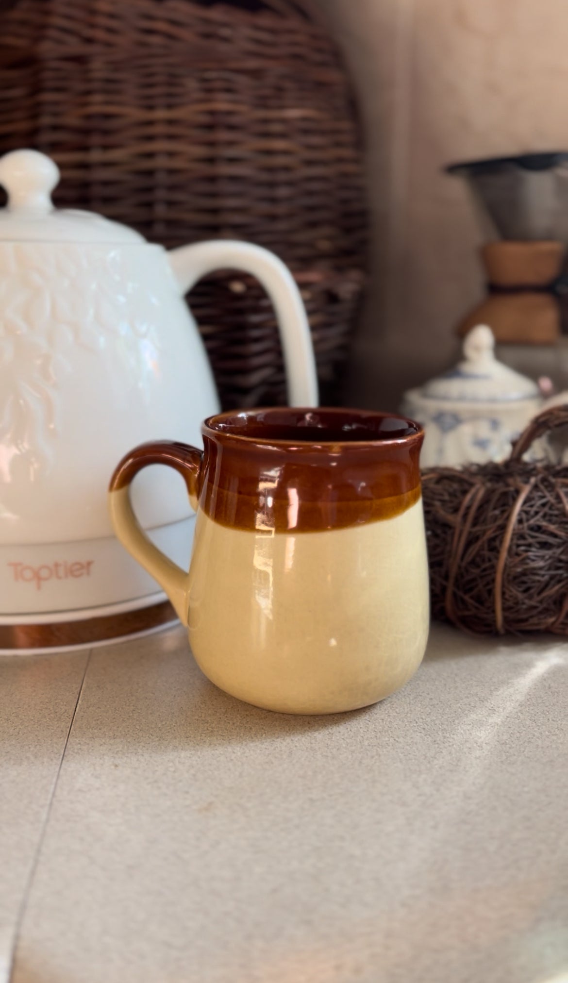 Brown Stoneware Wheat Mug