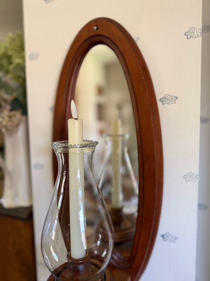 Large Mirrored Wooden Sconce with Hurricane Globe