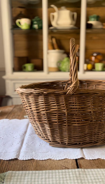 Large Handled Wicker Gathering Basket