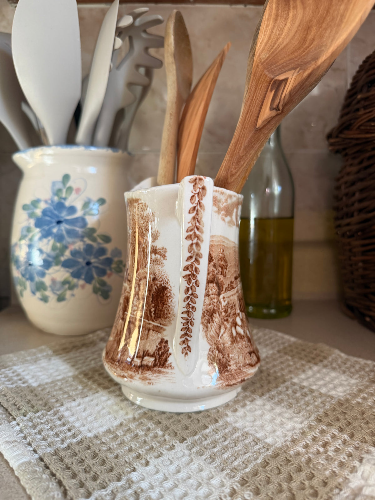 Brown Transferware Pitcher made in England