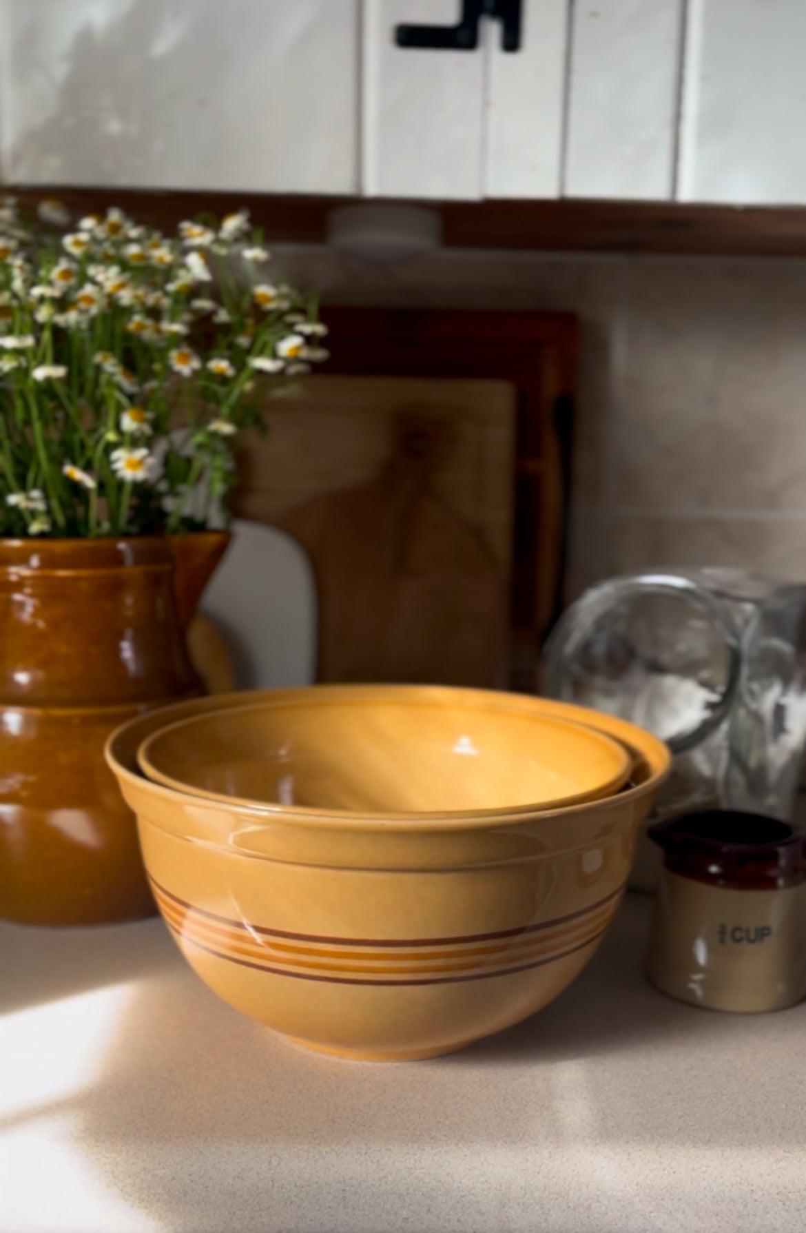 Pfaltzgraff Yellow Mixing Bowl set of 2 in the American Pattern Line (vintage from the 1980s)