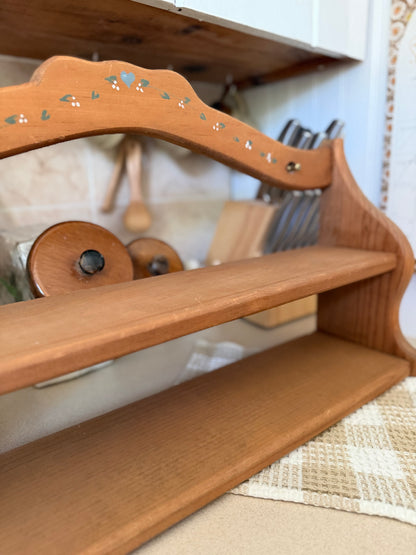 Wooden Shelf with Hand-painted Vine