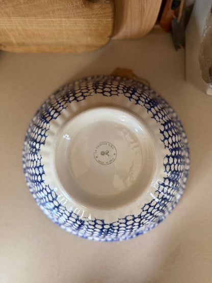Ceramic Bowl with Blue Sponge Design made in Italy