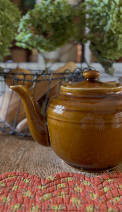 Warm Caramel Colored Ceramic Teapot