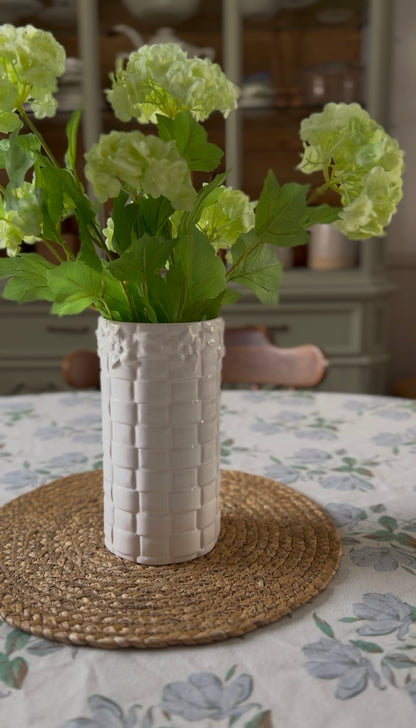 White Basket Weave Vase made in Portugal
