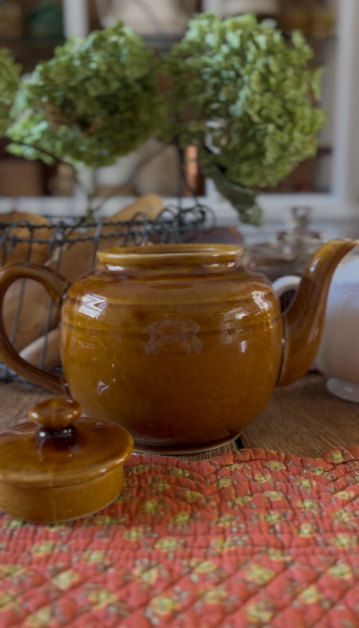 Warm Caramel Colored Ceramic Teapot