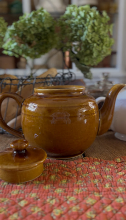 Warm Caramel Colored Ceramic Teapot