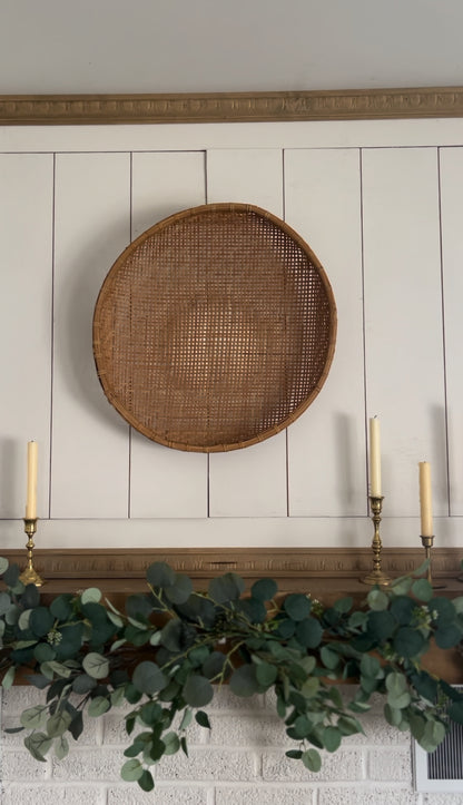 Large Vintage Woven Winnowing Basket (2 available, 1 slightly larger)