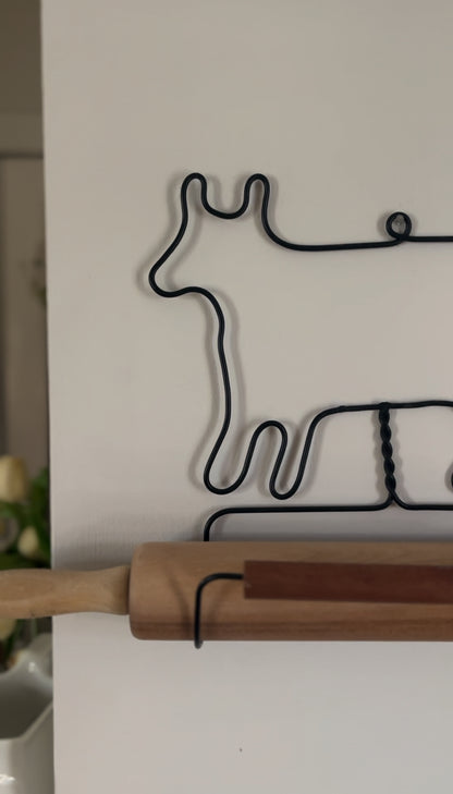 Cow-Shaped Twisted Wire Rolling Pin Holder (*rolling pin not included)