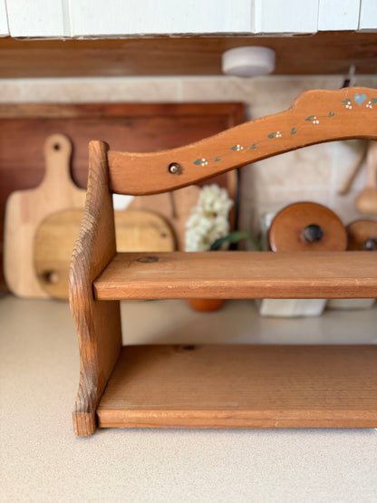 Wooden Shelf with Hand-painted Vine