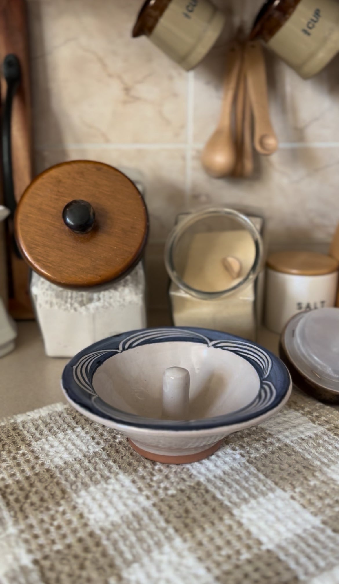 Blue and White Pottery Apple Baker Baking Dish