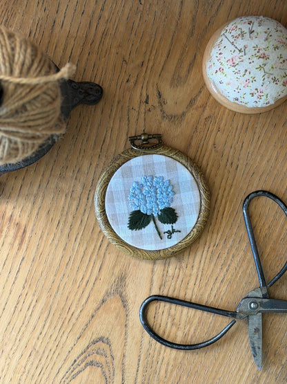 Mini Blue Hydrangea Embroidery Magnet