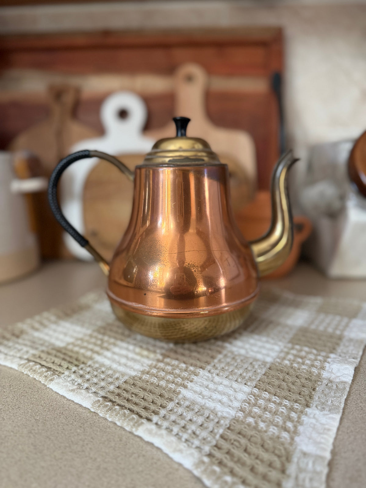 Vintage Copper and Brass Teapot made in Holland